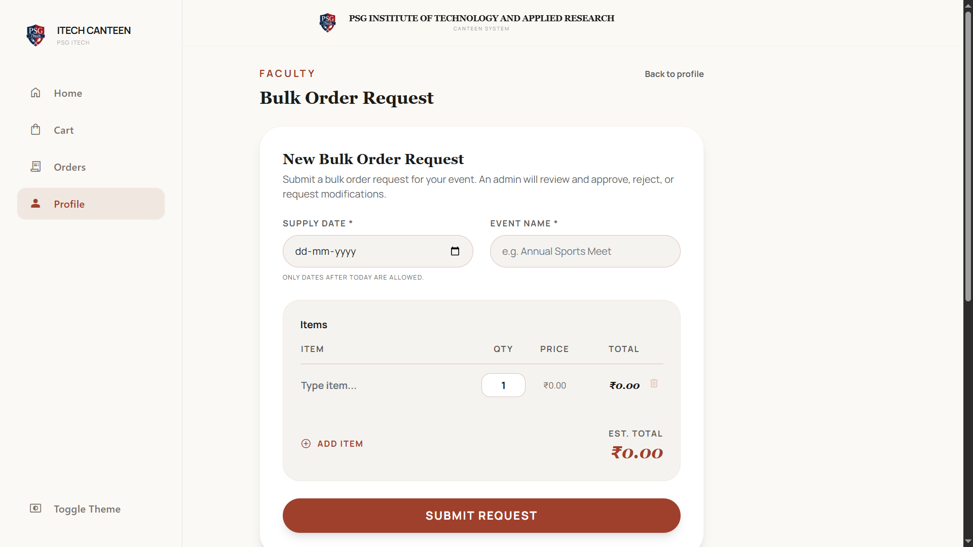 Bulk order request form
