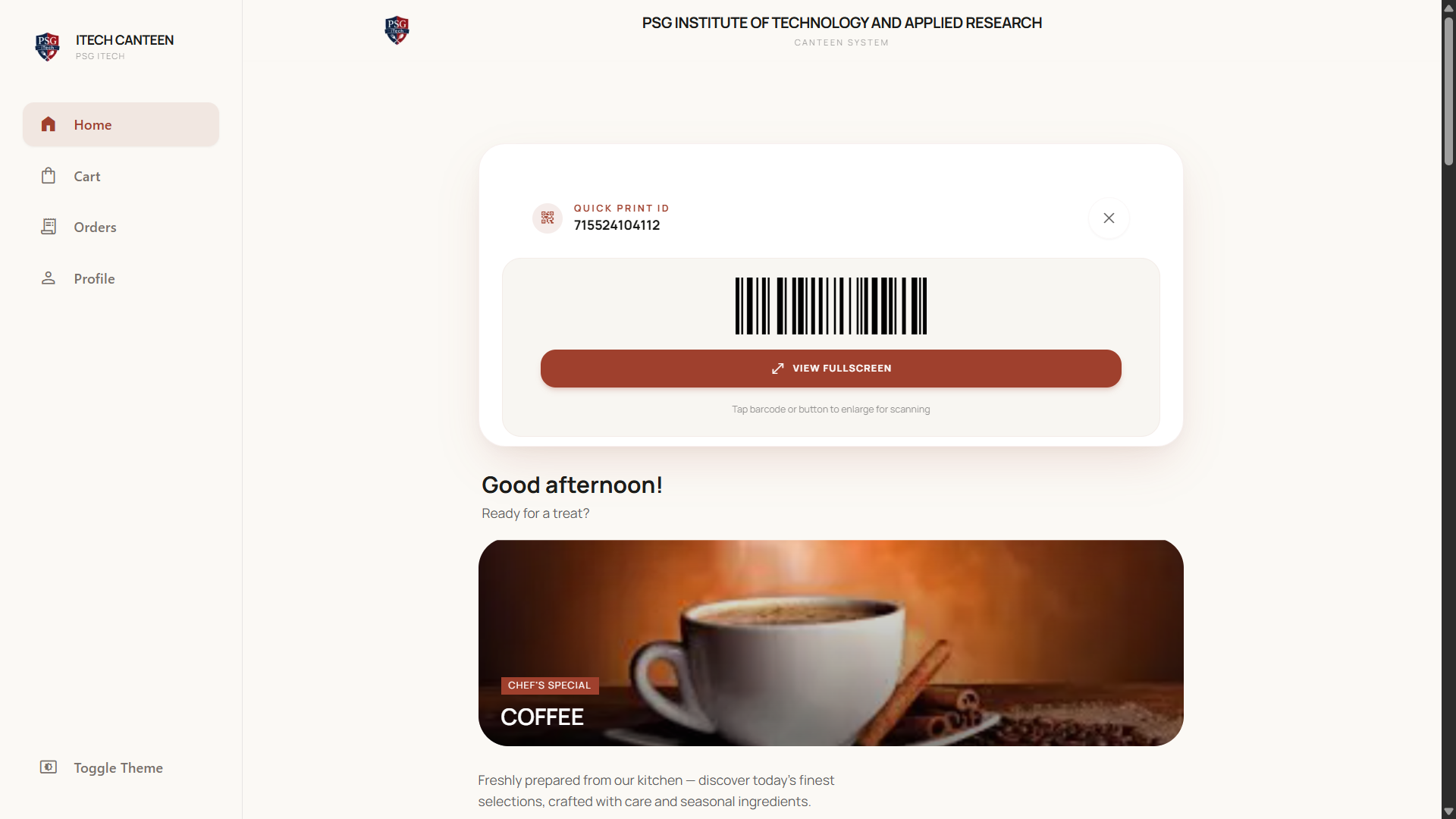 Collection barcode
