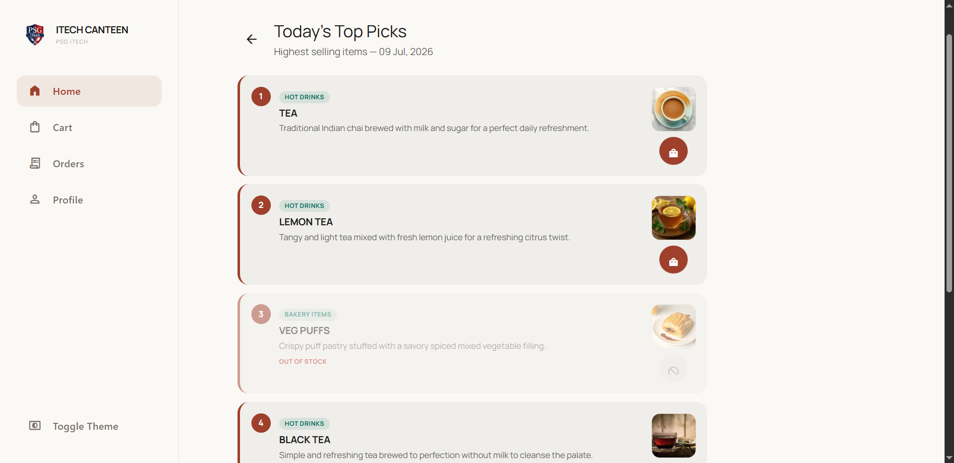 Top Picks screen
